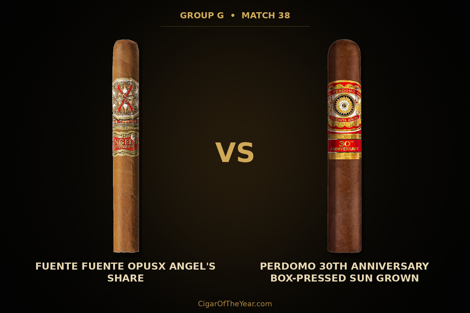 Fuente Fuente OpusX Angel's Share vs Perdomo 30th Anniversary Box-Pressed Sun Grown in Match M38