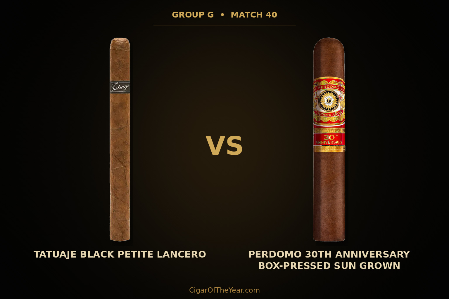 Tatuaje Black Petite Lancero vs Perdomo 30th Anniversary Box-Pressed Sun Grown in Match M40