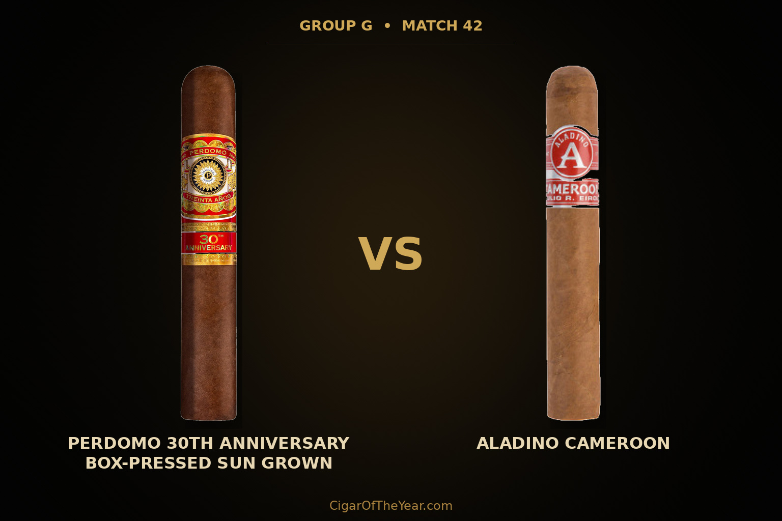 Perdomo 30th Anniversary Box-Pressed Sun Grown vs Aladino Cameroon in Match M42